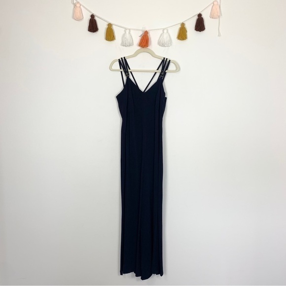 Vintage Gillian Wide Leg Navy Blue Jumpsuit Size 6 - Picture 1 of 10